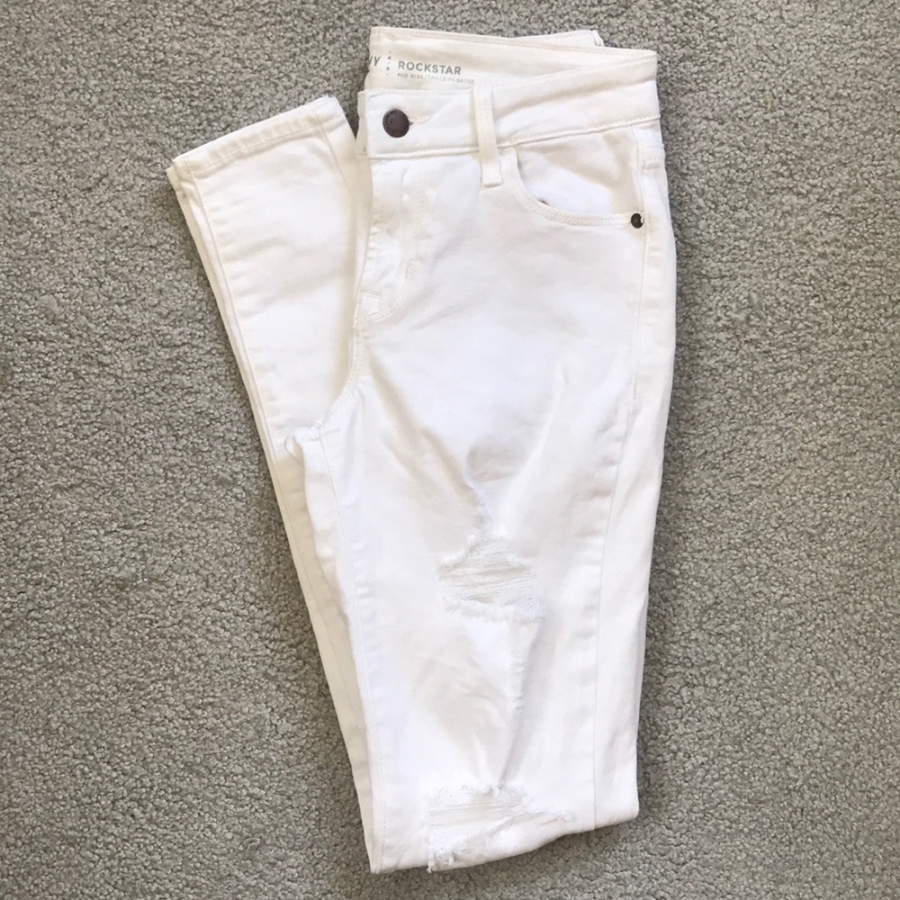 Mid rise white skinny jeans